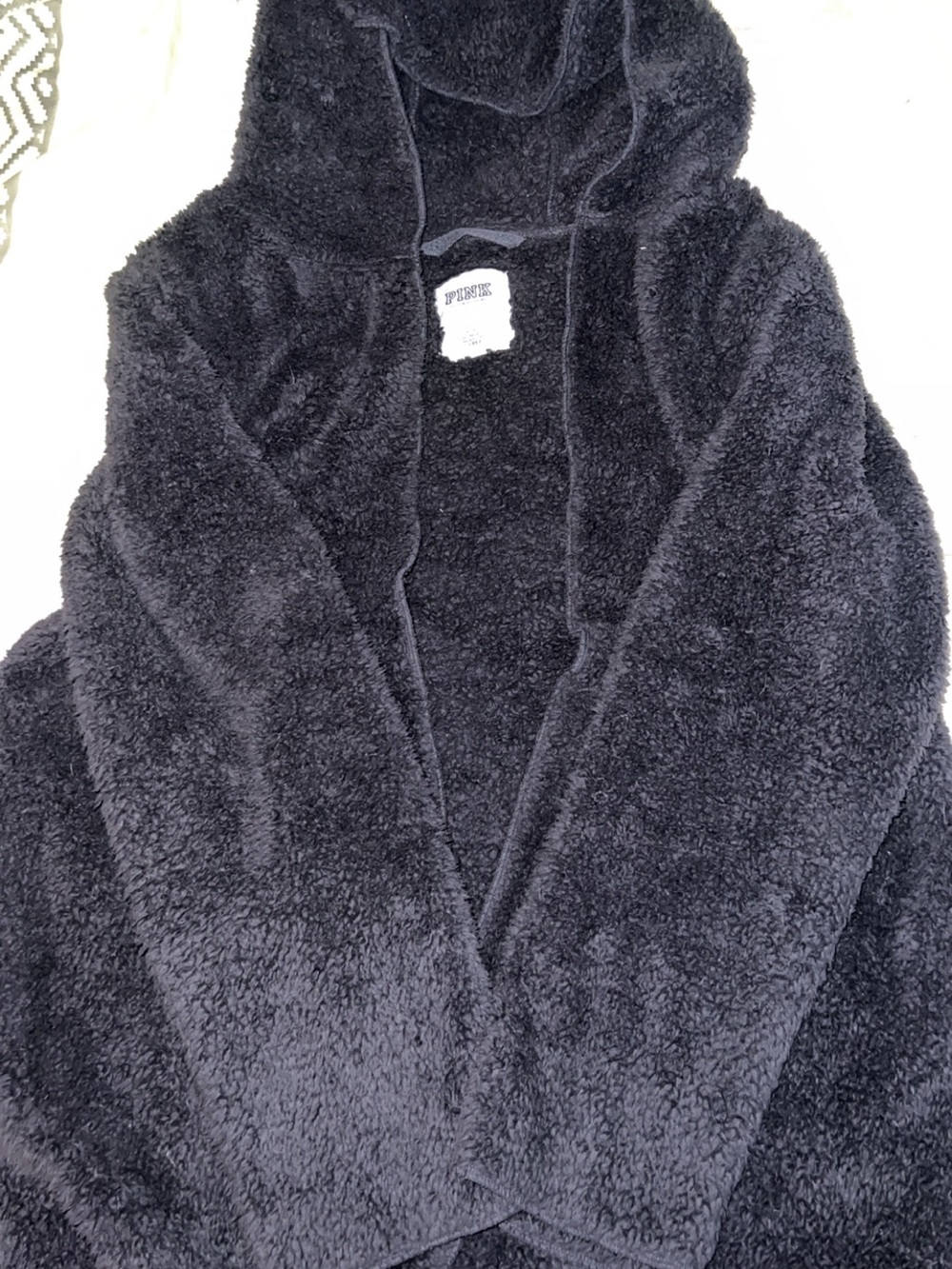 Victoria's Secret PINK Black Fuzzy Hoodie